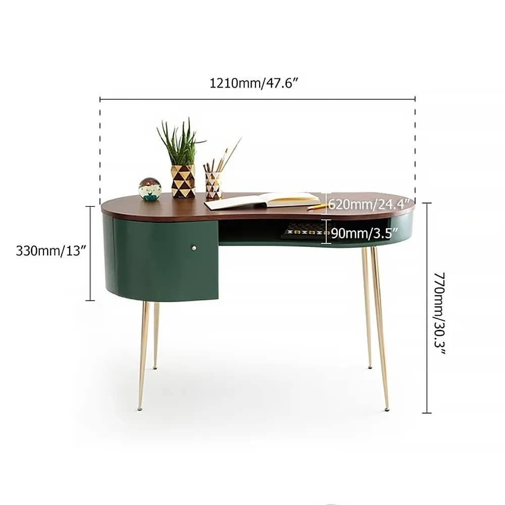 Mid Centurv Modern デスク NG Decor,Black Mid Century Modern Curved Office Desk, Solid Wood